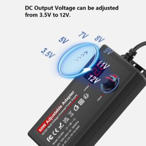 60W Variable Power Supply Adjustable DC 3V ~ 12V 5A Power Adapter 100-240V AC to DC Converter