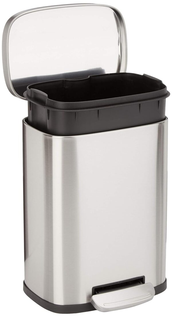 Mini Rectangular Trash Can With Soft-Close Foot Pedal