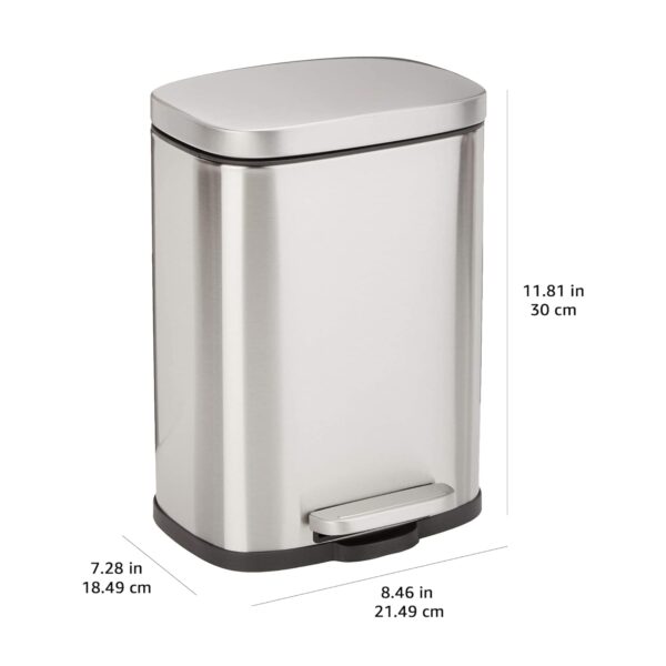 Mini Rectangular Trash Can With Soft-Close Foot Pedal - Image 3