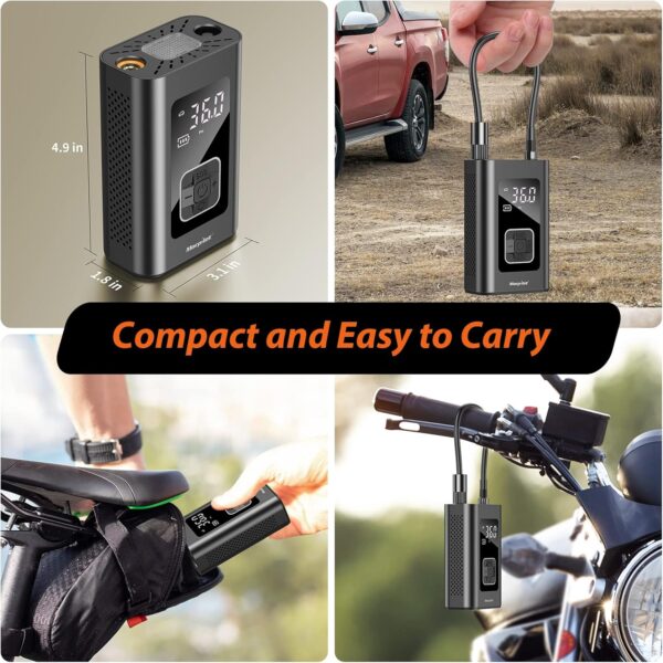 Tire Inflator Portable Air Compressor, 2X Faster Inflation Cordless Air Compressor - Image 3