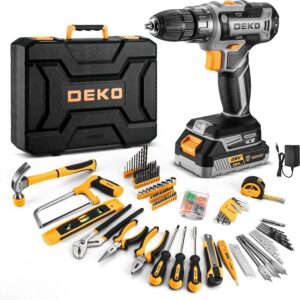 Cordless Drill Tool Kit Set: 20V Power Drill Tool Box with Battery Electric Drill Driver