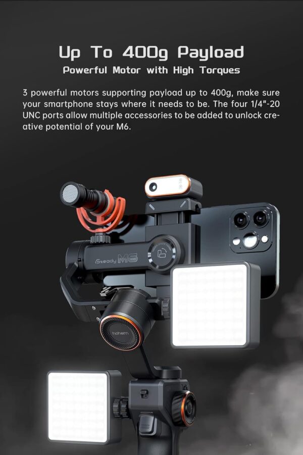 Hohem iSteady M6 Gimbal Stabilizer for Smartphone, 3-Axis Cell Phone Gimbal Built-in OLED - Image 2