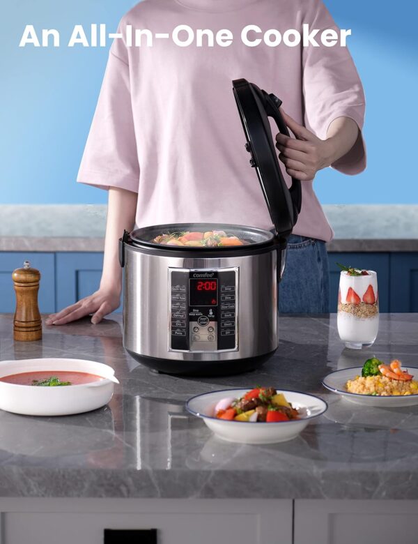 COMFEE' Rice Cooker 10 cup uncooked, Food Steamer, Stewpot, Saute All in One (12 Digital Cooking Programs) Multi Cooker