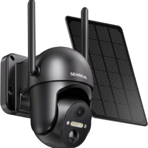 SEHMUA Solar Security Cameras Wireless Outdoor, 2K 360° View Battery Powered Outdoor Camera, WiFi Home Security