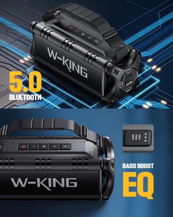 W-KING Bluetooth Speaker, 90W Peak 50W RMS IPX6 Waterproof Loud Speakers - Image 3